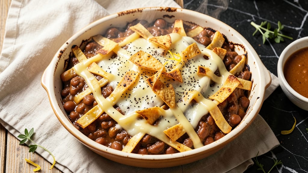 Bean and Cheese Casserole Recipe: Crispy Tortilla Top and Melty Cheese Magic