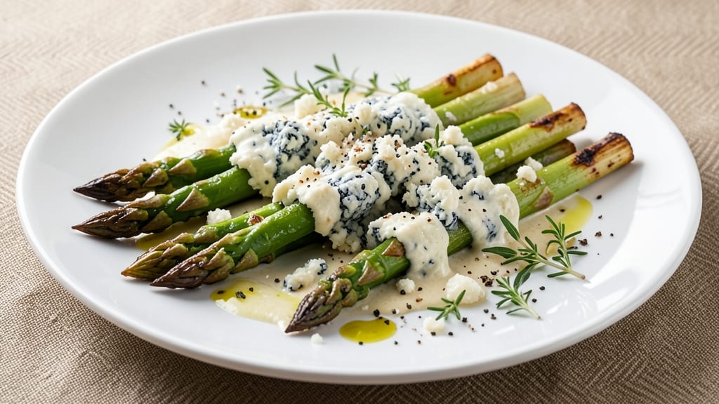 Asparagus and Blue Cheese Recipe: Roasted Crisp-Tops With Tangy Cheese Pairing