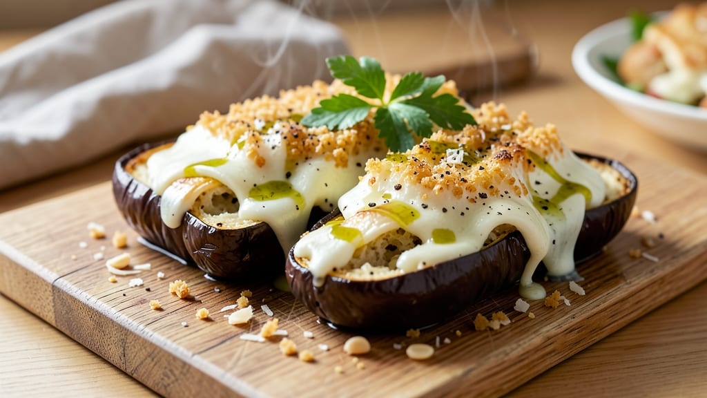 Aubergine Kitchen Cheese Bread Recipe: Roasted Eggplant Bites With Melted Mozzarella Crunch