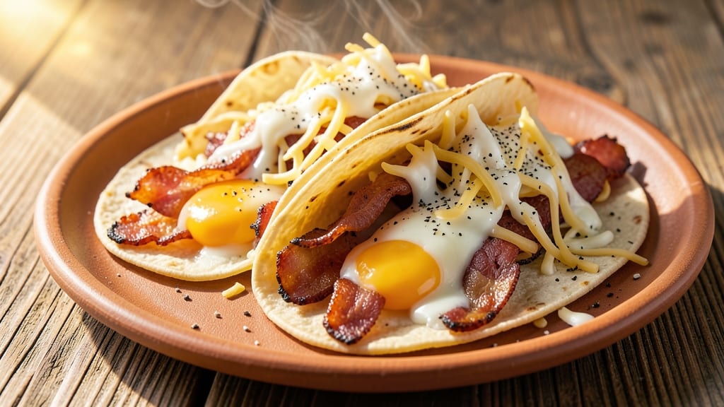 Bacon Egg and Cheese Tacos Recipe: Crispy Tortillas With Melty Cheese and Smoky Bacon