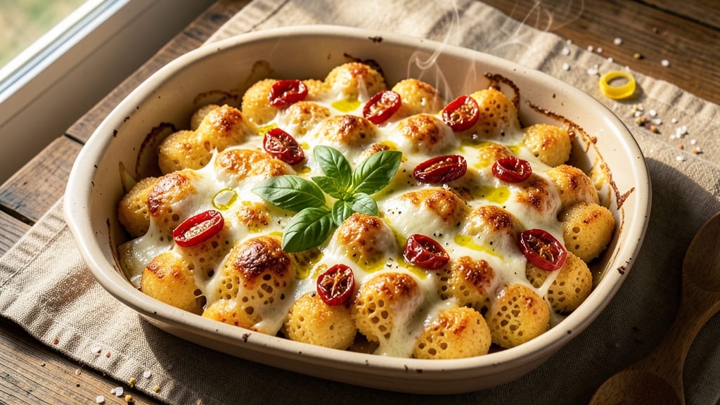 Baked Cheese Gnocchi Recipe: Pillowy Clouds With Melty Mozzarella Rivers