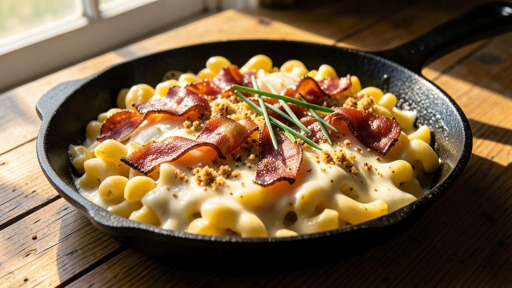 African American Southern Mac and Cheese Recipe: Smoky Bacon and Buttery Biscuit Topping Magic