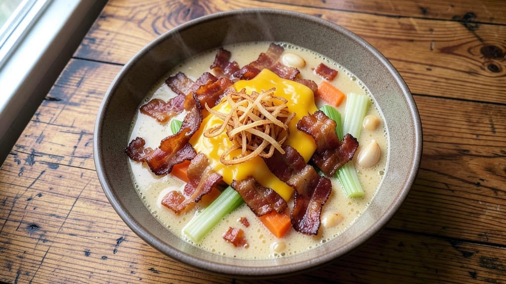 Bacon Cheese Soup Recipe: Smoky Crispy Bacon Bits and Velvety Cheese Swirls