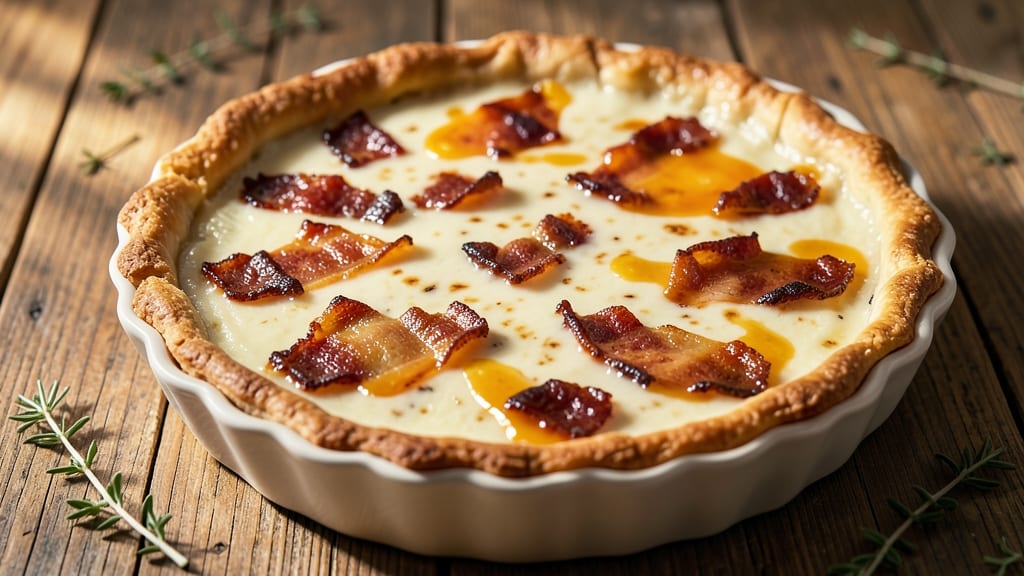 Bacon and Cheese Quiche Recipe With Milk: Crispy Crust, Runny Egg Magic