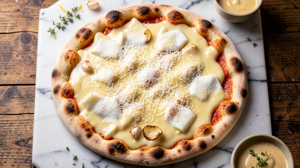 Alfredo Cheese Pizza Recipe: Crispy Crust With Gooey Fettuccine-Style Topping