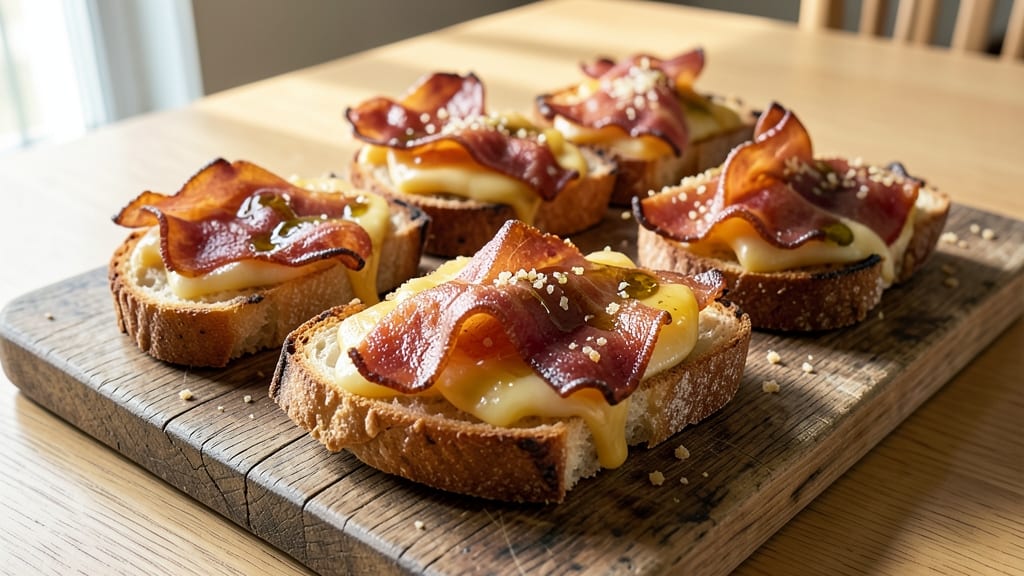 Almond Bacon Cheese Crostini Recipe: Crispy Toasted Bites With Nutty Cheese Magic