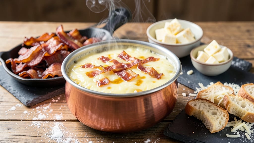 Bacon Cheese Fondue Recipe: Smoky Crispy Bread Bites and Melty Pull-Apart Magic