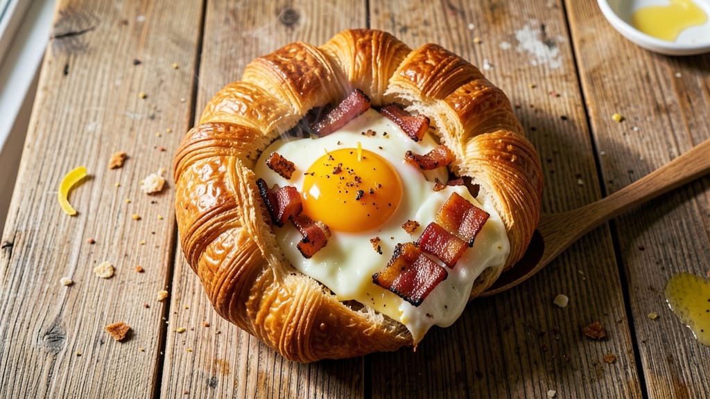 Bacon, Egg, and Cheese Stuffed Croissant Recipe: Flaky Layers Hugging Savory Filling
