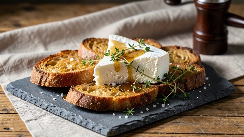 Aged Goat Cheese Recipe: Crispy-Thyme Crust With Tangy Cream