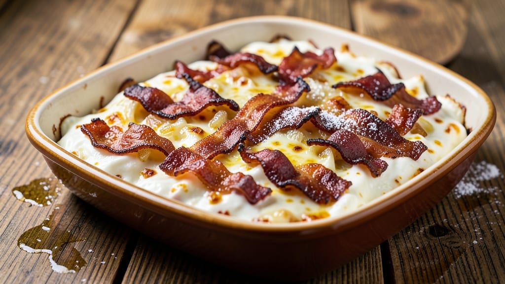 Baked Bacon Cheese Onion Dip Recipe: Crispy Top, Melty Streaks, Crowd-Pleaser