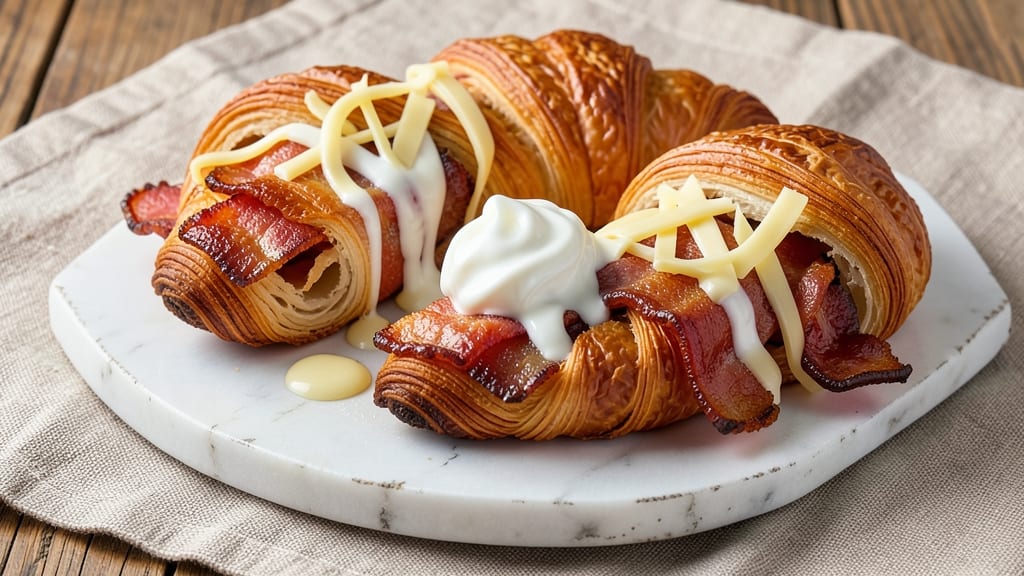 Bacon and Cheese Croissants Recipe: Flaky Layers With Smoky-Sweet Fillings