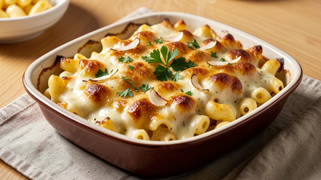 Baked Macaroni and Cheese Recipe with Alfredo Sauce: Triple-Layered Gooey Streaks and Buttery Swirls
