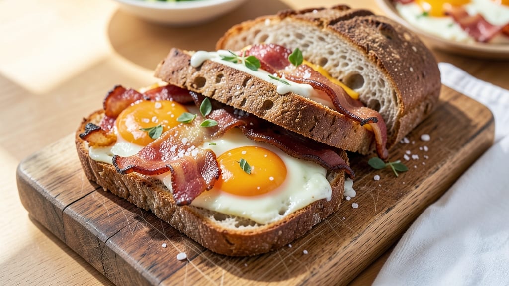 Bacon Egg and Cheese Bread Recipe: Crispy Toasted Layers With Runny Yolk Magic