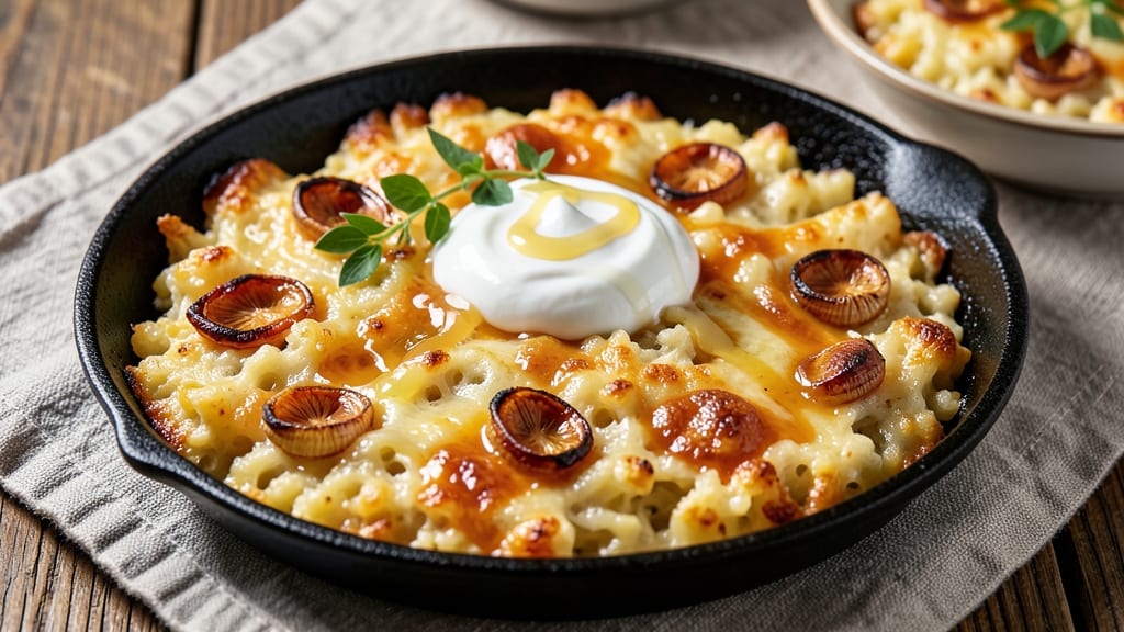 Baked Garlic Cheese Grits Recipe: Golden Bubbles and Stretchy Melts