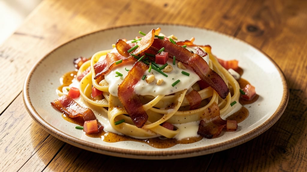 Bacon Cream Cheese Pasta Recipe: Smoky Cheese Ribbons and Crispy Bacon Bites