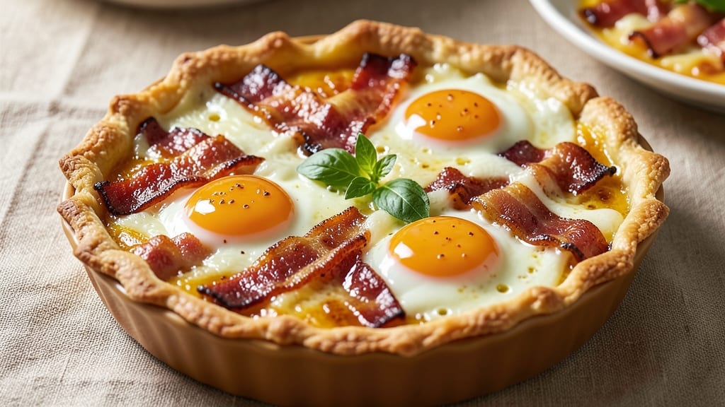 Bacon, Egg, and Cheese Pie Recipe: Flaky Crust with Runny Yolk Magic