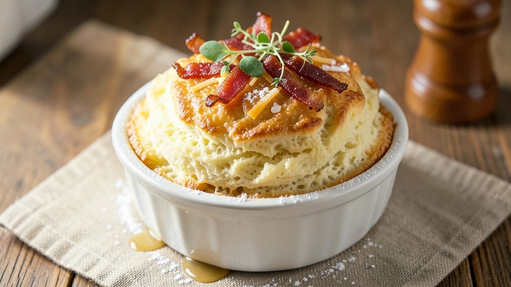 Bacon and Cheese Egg Soufflé Recipe: Fluffy Clouds With Crispy Bacon Bites