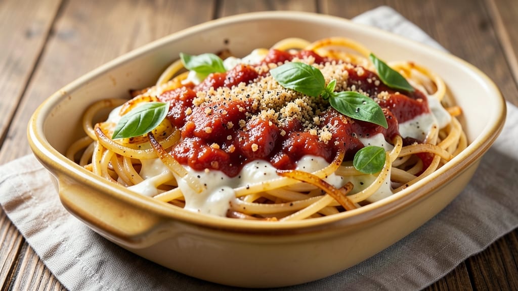 Baked Spaghetti Recipe with Cream Cheese and Cottage Cheese: One-Pan Cheesy Comfort