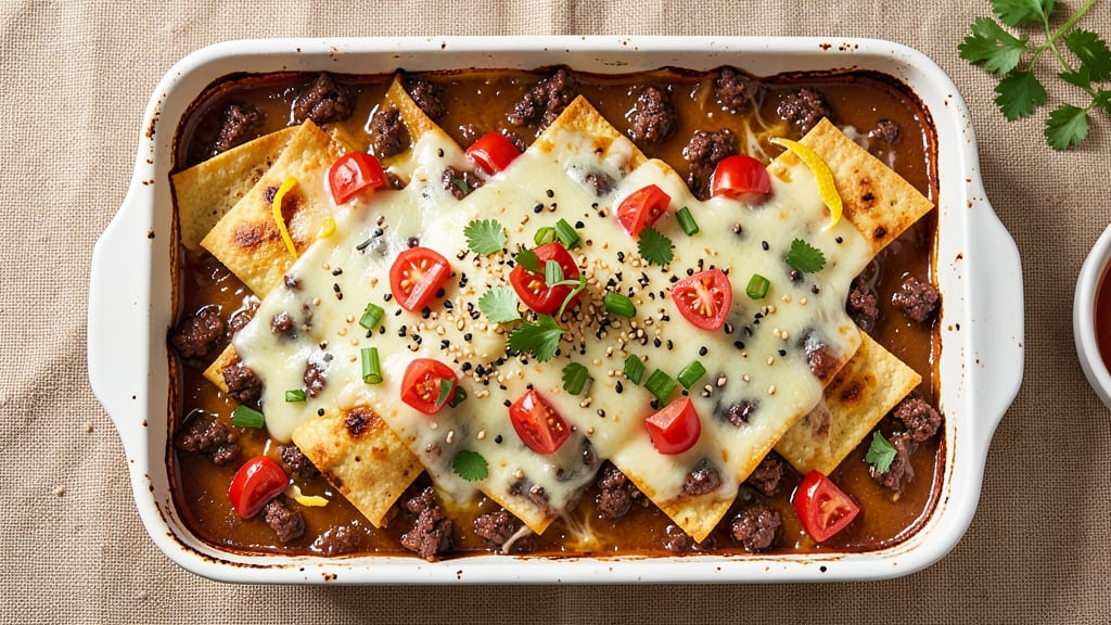 Beef and Cheese Enchilada Casserole Recipe: Crispy Top, Melty Cheese Layers