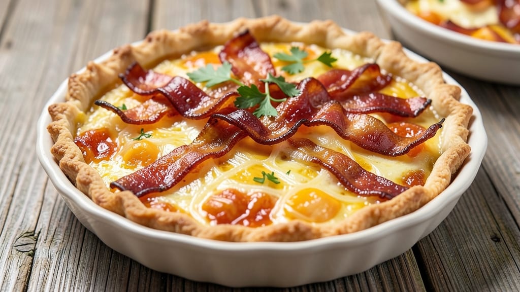 Bacon Swiss Cheese Quiche Recipe: Flaky Crust Hugging Smoky Bacon and Melted Swiss