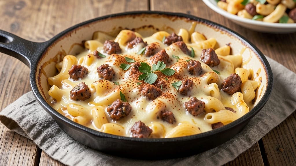 Baked Macaroni and Cheese With Sausage Recipe: One-Pan Breakfast Casserole Magic