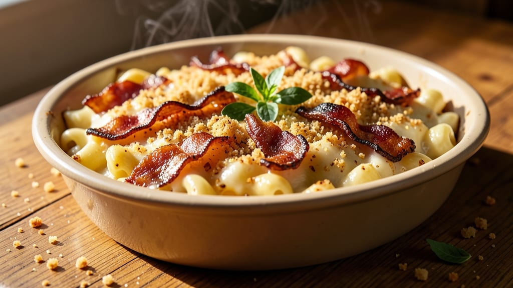 Baked Mac and Cheese Recipe with Bacon and Breadcrumbs: Crispy-Topped, Smoky, and Cheesy Bite-Sized Bites