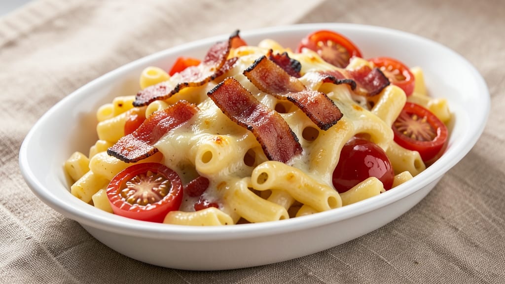 Bacon and Tomato Mac and Cheese Recipe: Smoky Crisp Top With Tangy Tomato Streaks