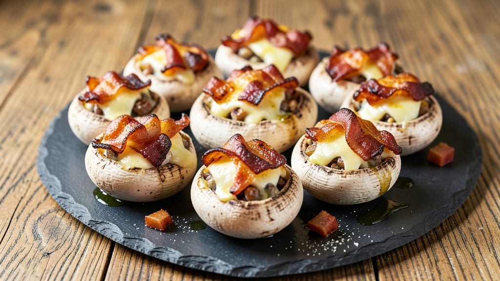 Bacon and Cheese Stuffed Mushrooms Recipe: Crispy Caps With Melty Gooey Centers