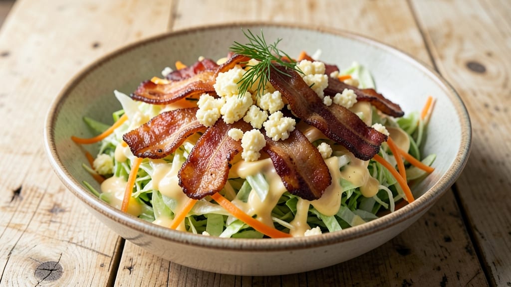 Bacon Blue Cheese Coleslaw Recipe: Smoky-Spicy Crunch With Creamy Bites