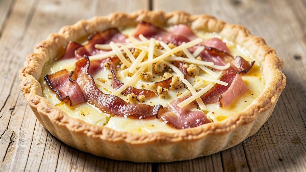 Bacon, Ham, and Cheese Quiche Recipe: Flaky Crust Loaded With Salty-Savory Layers