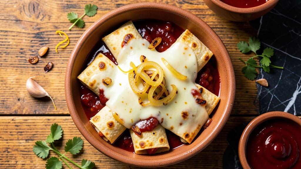 Authentic Mexican Cheese and Onion Enchilada Recipe: Crispy Tortillas Hugging Melty Queso