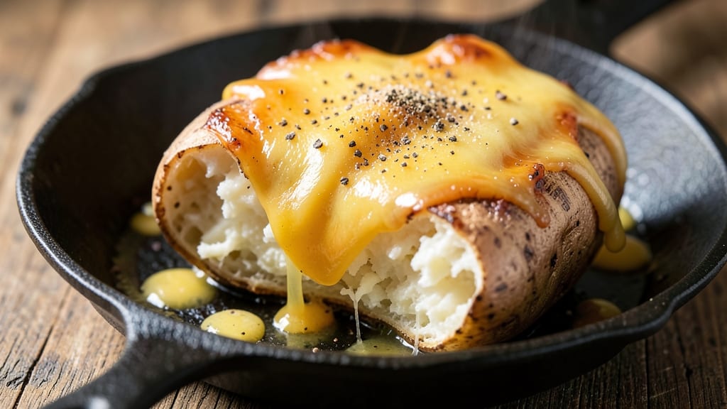 Baked Whole Potato with Cheese Recipe: Crispy Top, Melty Pull-Apart Magic