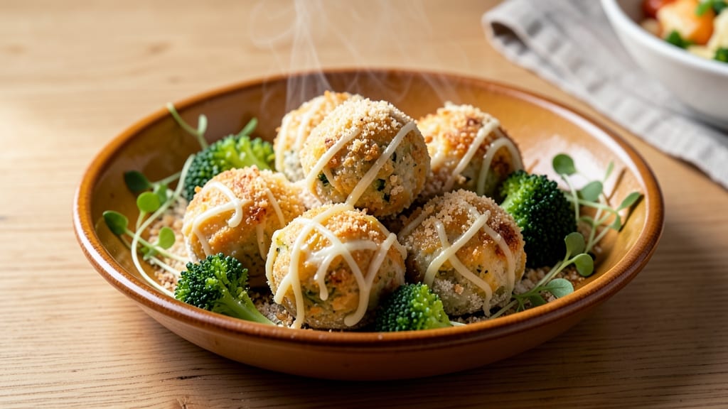 Baked Broccoli Cheese Balls Recipe: Crispy Exteriors, Gooey Cheese Pull Apart