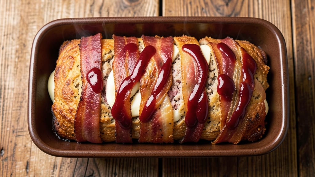 Bacon-Wrapped Meatloaf Stuffed With Babybel Cheese Recipe: Crispy Edges and Melty Cheese Surprise