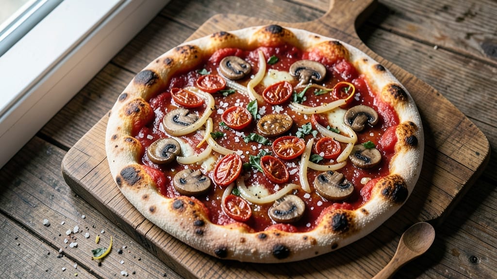 Amy's No-Cheese Pizza Recipe: Savory Tomato Sauce and Herby Oil Magic