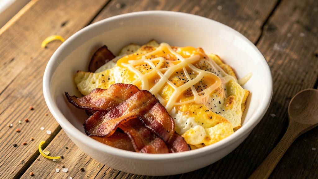 Bacon Egg and Cheese Omelet Recipe: Fluffy Layers With Crispy Bacon Bites